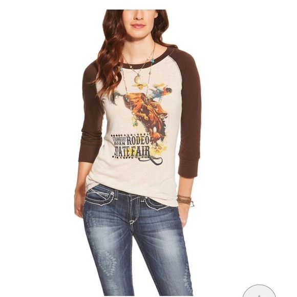 Ariat Tops - Ariat Womens Sally Tee Graphic Rodeo Western "Strawberry Roan" Rodeo Sz Small